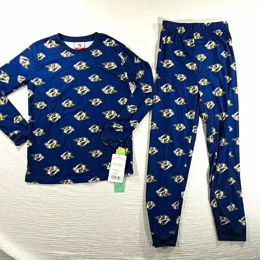 NHL Nashville Predators Youth 2-Piece Long Sleeve Pajama Set Blue 10-12